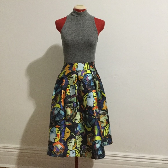 SOLD | Abstract Art Face Skirt | "Walking Picasso" - Picture 3 of 6